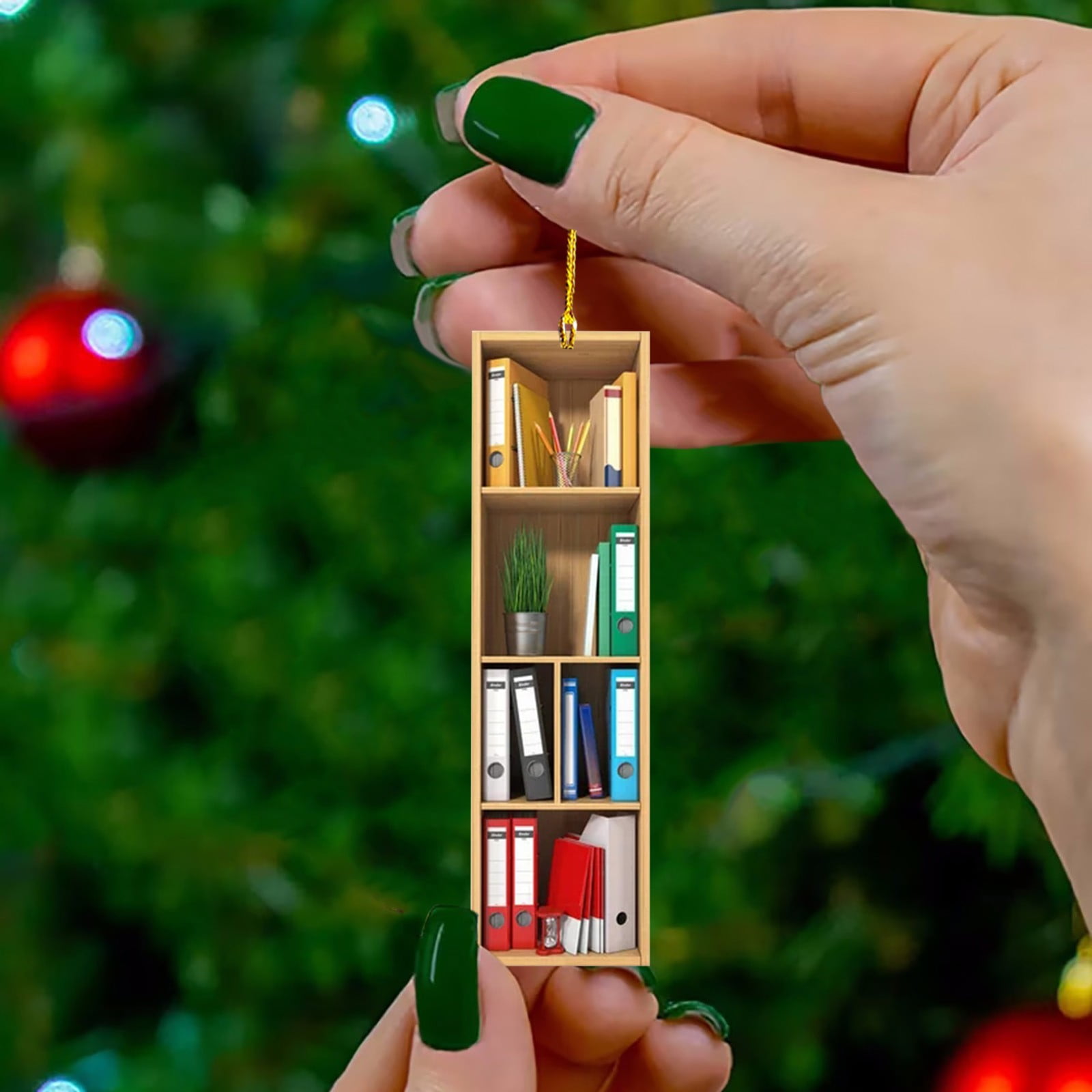 Book Lovers Heart Shaped Bookshelf Pendant Acrylic Ornament