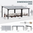 thumbnail image 4 of MUCHANT 10x20 FT Gazebo, Wall Mounted Gazebo Awnings with Polycarbonate Roof on Clearance, Patio Covers for Shade and Rain, Lean to Gazebo Hardtop Pergolas for Patios, Decks, Backyard, 4 of 7