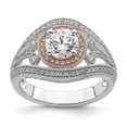 thumbnail image 4 of Sterling Silver Rhodium-plated & Rose-tone Cubic Zirconia Ring Size 8, 4 of 5