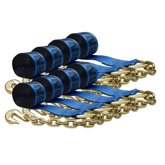 (8 Pack) Kinedyne 4 in. x 30 ft. Winch Strap with Chain Anchor