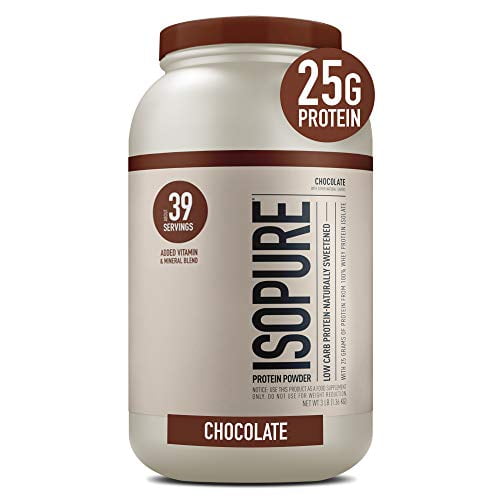 Isopure Protein Powder, Whey Protein Isolate Powder, 25g Protein, Low Carb & Keto Friendly, Naturally Sweetened & Flavored, Flavor: Dark Chocolate, 3 ...