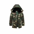 thumbnail image 1 of Abbraccia Abrigo acolchado para hombre, doble forro grueso, ropa de trabajo invierno, capucha desmontable, resistente al frío, 1 of 6