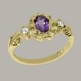thumbnail image 3 of LBG British Made 14k Yellow Gold Natural Amethyst & Cubic Zirconia Womens Trilogy Ring - 33 size options - Size 11.25, 3 of 8
