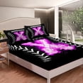 thumbnail image 4 of Purple Letter X Bed Sheets Set Monogram Home D茅cor, Baseball Sheets Twin Size Teens Bedroom, Ice And Fire Sports Games Sheet Set Flame Baseball Bedding Set For All-Season, Black, 4 of 5