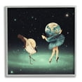 thumbnail image 4 of Crane Bird Ballerina Holding Earth Moon Starry Nebula Animals & Insects Painting Framed Art Print Wall Art, 4 of 5