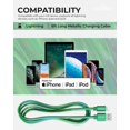 thumbnail image 5 of Liquipel Powertek Cable Cargador Para Iphone De 6 Pies, Adaptador De Cable Lightning A Usb De Carga Rápida, Compatible Con Ipad, Certificado Mfi, Brillo Metálico (Verde), 5 of 5
