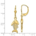 thumbnail image 3 of Auriga 14k Yellow Gold 3-D Fishbone Dangle Earrings for Women(L- 35mm, W-9.8mm), 3 of 5
