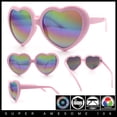 thumbnail image 3 of Womens Lolita Rainbow Mirror Lens Thick Plastic Heart Shape Sunglasses Pink, 3 of 8
