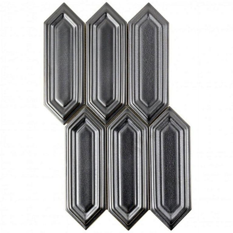 Divine Gunmetal Hexagon 9.5 in. x 15.5 in. Glazed Ceramic Mosaic Tile (1.02 sq. ft. / Sheet) Divine Gunmetal Hexagon 9.5 in. x 15.5 in. Glazed Ceramic Mosaic Tile (1.02 sq. ft. / Sheet)