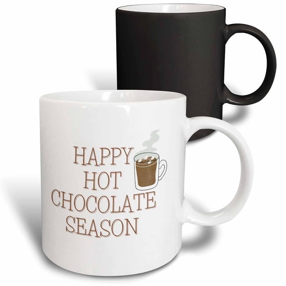 3drose, Cute Christmas Image with a Text of Happy Hot Chocolate Season, 11oz Magic Transforming Mug