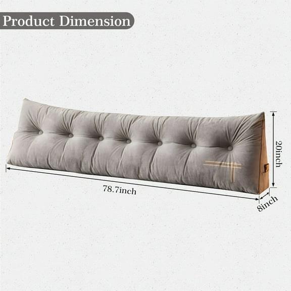 Triangular Headboard Pillow Daybed Wedge Pillow with Side Pockets, Bed Rest Reading Pillow with Removable & Washable Cover, Bed Gap Filler, Bolster Backrest Support Cushion for Twin/Queen/King Beds