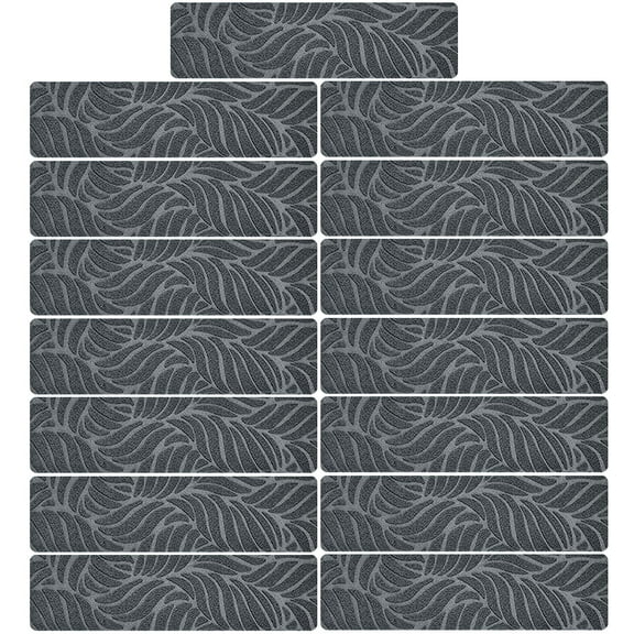 15Pcs Stair Treads for Wooden Steps Indoor with Self Adhesive, 8"x30" Non Slip Stair Runners-Peel & Stick Indoor Stair Carpet Runner, Resistant Indoor Runner for Kids、Elders and Pets, Gray