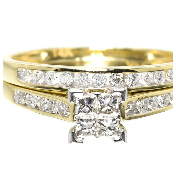 Jewelry Unlimited - 14k Yellow Gold Ladies Princess Diamond Engagement ...