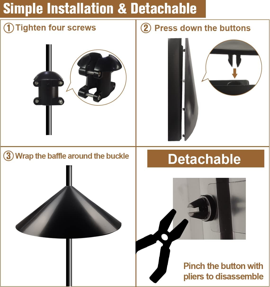 Squirrel Baffle for Bird Feeder Pole, Outside Pole Mount Bird House Guard for Outdoor Shepherd’s Hook, 19 Inch Diameter, 1 Pack