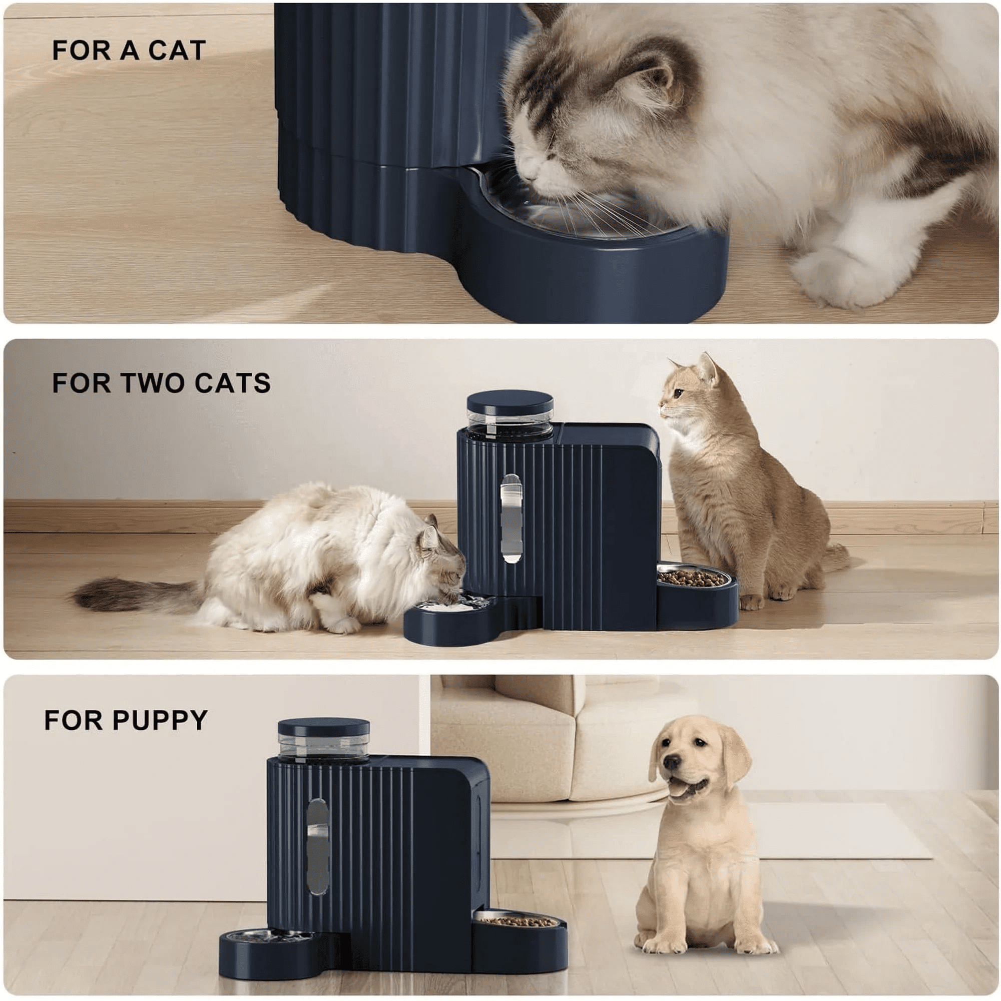Nomipaw Cat Dog Feeder and Waterer Automatic Gravity Feeding - Two-in-One - 0.8 Gallon Each - Blue