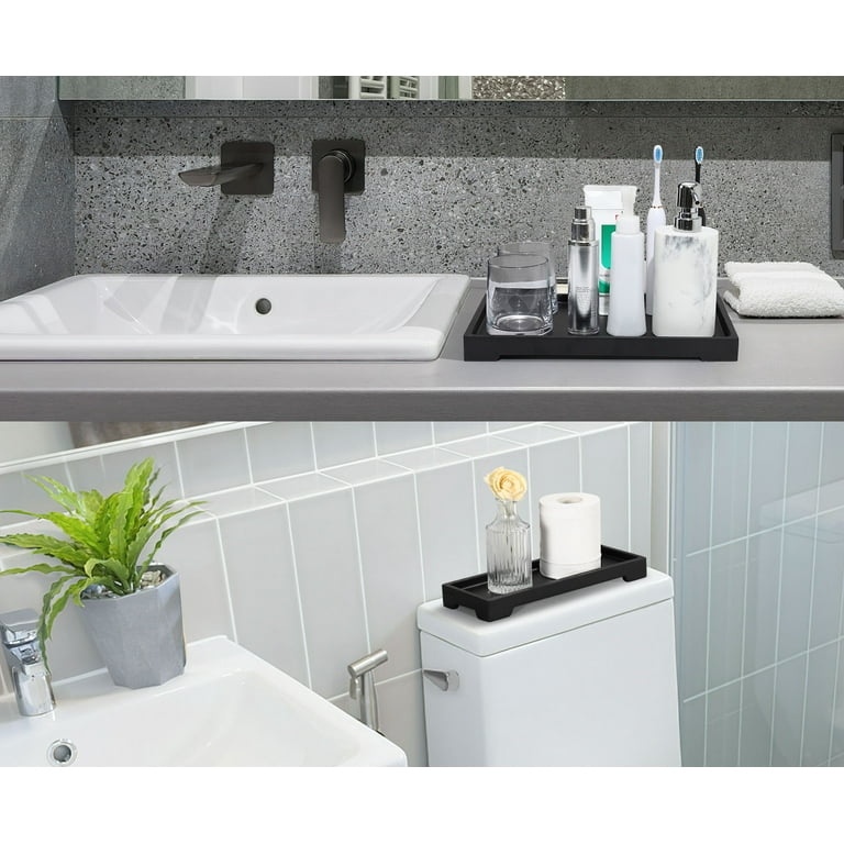 Luxspire Vanity Tray, Black Bathroom For Counter Tray-Large, Toilet Tank  Storage Perfume Tray, Resin Kitchen Sink Trays, Vanity Countertop Organizer
