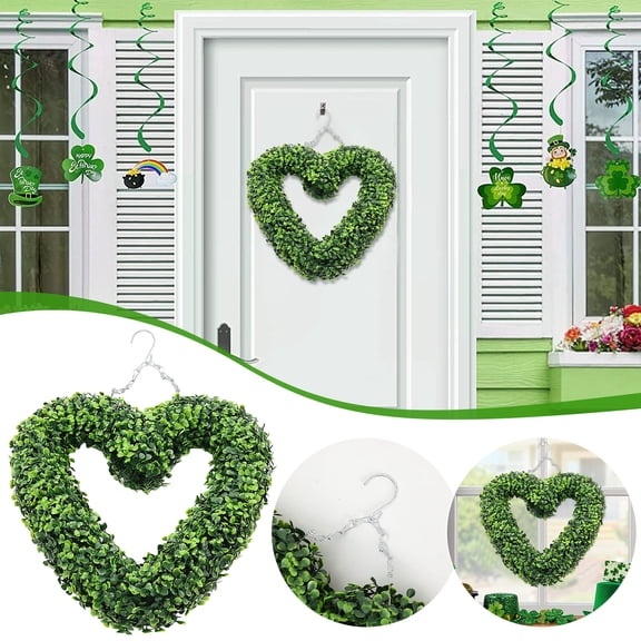 Valentine's Day Artificial Heart-Shaped Wreath – Romantic Front Door Hanging Decor, Love-Themed Wreath for Home Entryway and Valentine's Day Celebrations