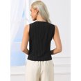 thumbnail image 3 of DARING DIVA Women's Stylish Vest Tops Linen Striped Business Waistcoat M Black, 3 of 7