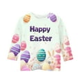 thumbnail image 5 of CFLVAEK Happy Easter 3/4 Sleeve Tshirt for Girls Funny Easter Eggs Letter Print T Shirts Kids Casual Round Neck Easter Gift Tops for Kids Purple 9 Years, 5 of 5