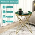 thumbnail image 3 of HLR Faux Green Mable Side Table, Round Side Table with Gold Metal Base Gold Frame, 3 of 7