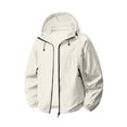 thumbnail image 5 of Ke1Clo Women's Lightweight Hooded Jacket Casual Zip Up Long Sleeve Windbreaker Outdoor Spring Fall Loose Fit Cardigan Coat White L, 5 of 7