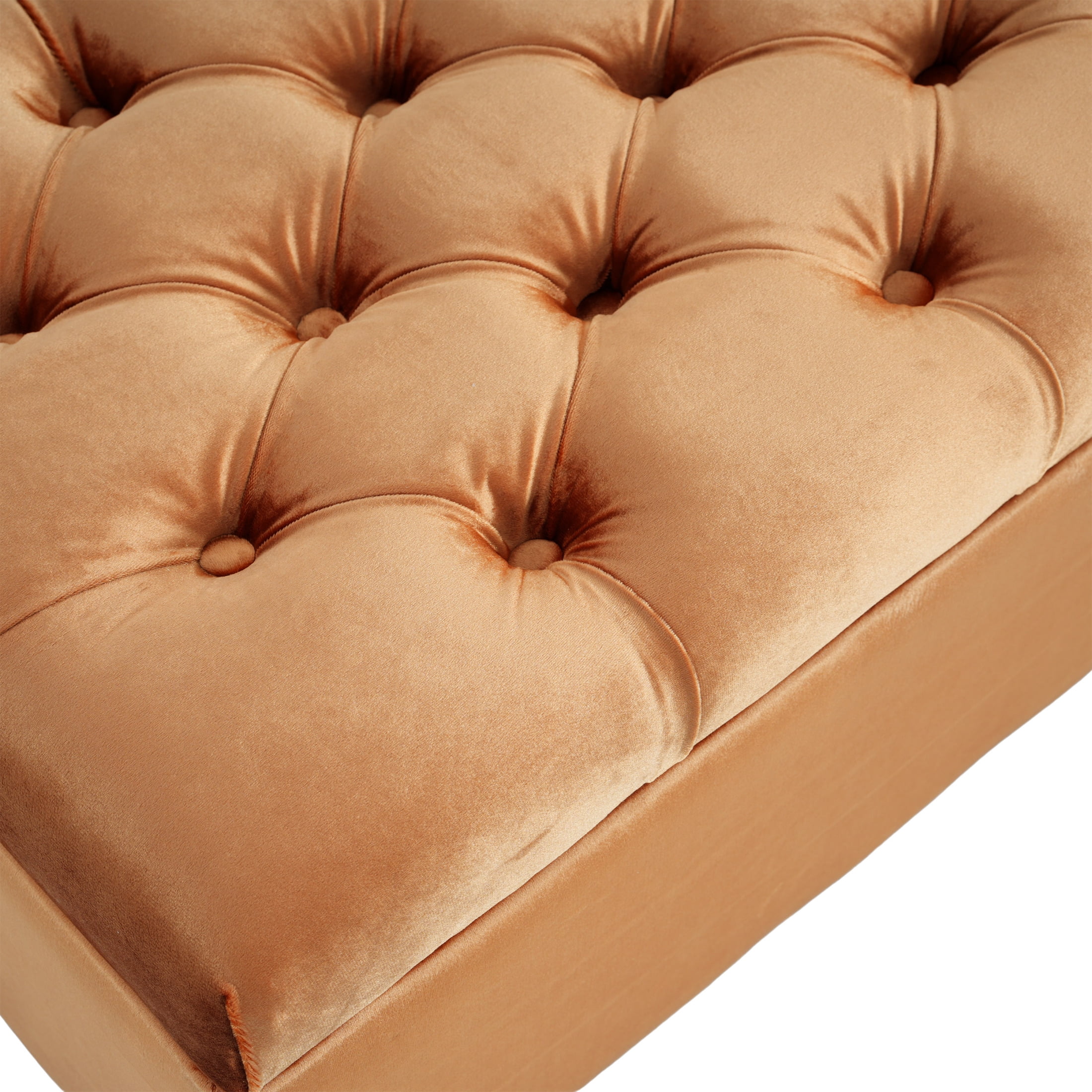 Christopher Knight Home Modern 52" Velvet Storage Ottoman Bench, Button Tufted, Orange
