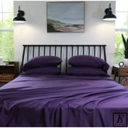 Elizabeth Samuel – Purple King Size Bed Sheet Set 100% Bamboo - 15” Deep Pockets Soft, Cooling, and Machine Washable 6 pieces - 4 pillowcases, 1 flat sheet, 1 fitted sheet (Purple, King)