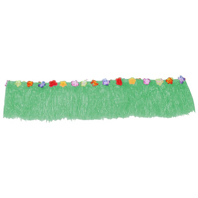 Falda de hierba para mesa de fiesta Tropical hawaiana con flores coloridas, decoración para fiestas de playa de verano (verde)