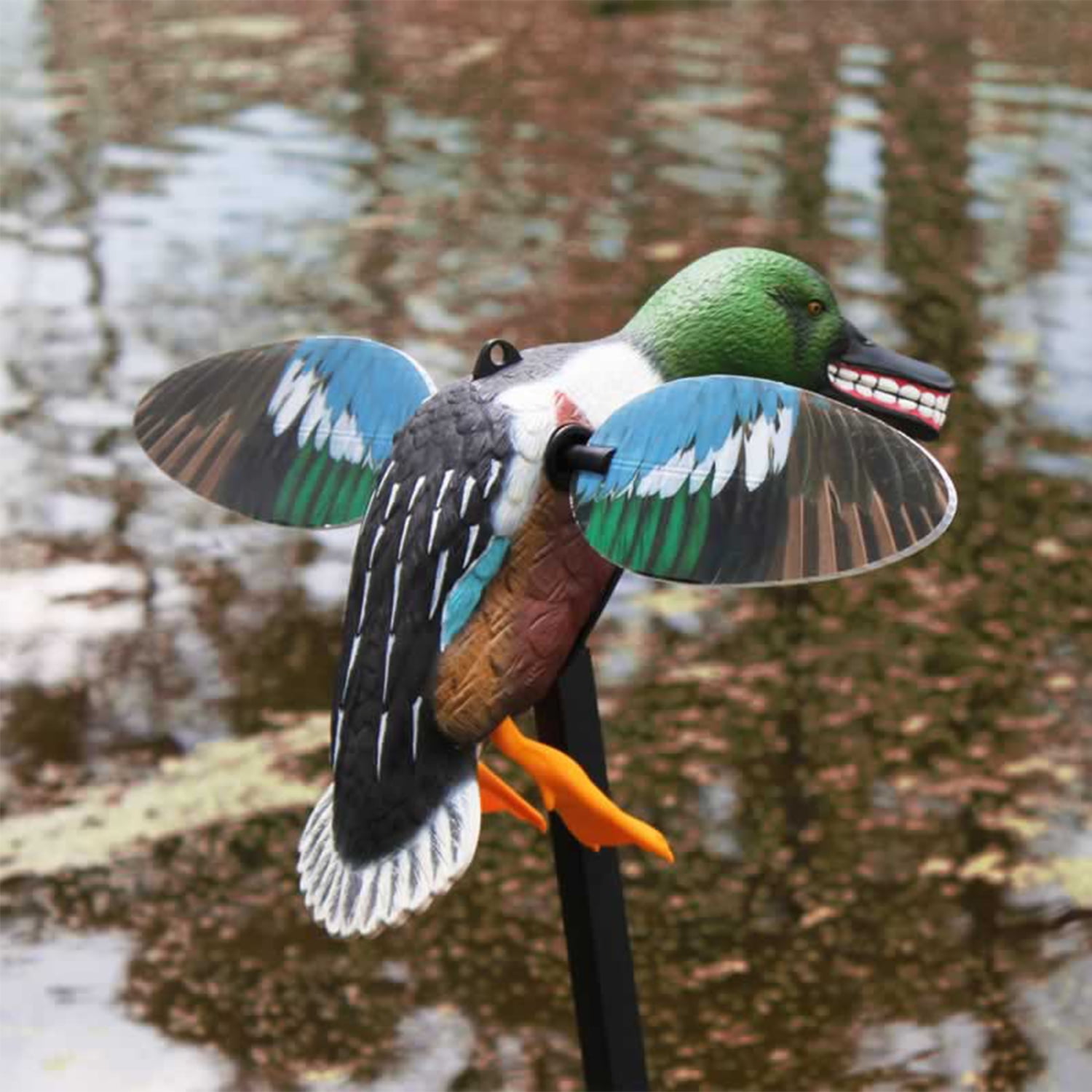 2 Pack MOJO Outdoors Spoonzilla Shoveler Duck Decoy w/ Spinning Wings and Pole 
