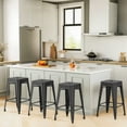 thumbnail image 3 of VOLIX 24inches Black Stackable Metal Bar Stool Backless Indoor-Outdoor Counter Stools Set of 4, 3 of 9