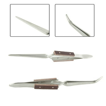 Huajunming Stainless Steel Tweezers Cross-Locking Jewelry Soldering Craft Repair Hand Tool,Curved