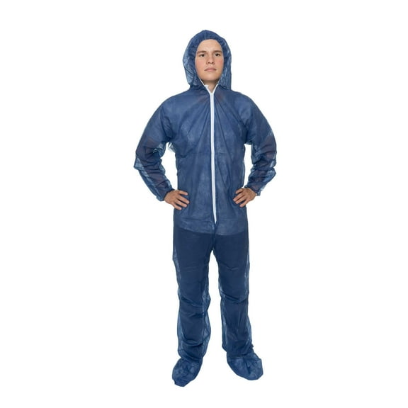 Blue Polypropylene Coverall with Hood and Boot