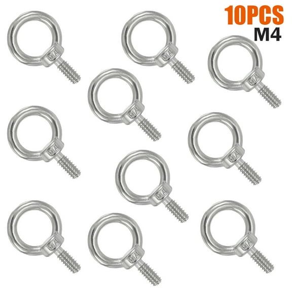 10Pcs Eye Bolt 1/4" - 20 X 1" Marine Grade Stainless Steel Lifting Ring Thread