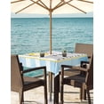 thumbnail image 3 of Hokiten Outdoor Tablecloths with Umbrella Hole & Zipper, Blue Striped 54x54 Inch Square Tablecloths, Summer Beach Swimming Ring Vintage Waterproof Table Cloth, Patio/Pool/Picnic Table Covers, 3 of 7