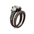 thumbnail image 4 of 4.5 Ct Emerald Cut Cz Dark Brown IP Wedding Engagement Ring Set Womens Size 5-10, 4 of 5