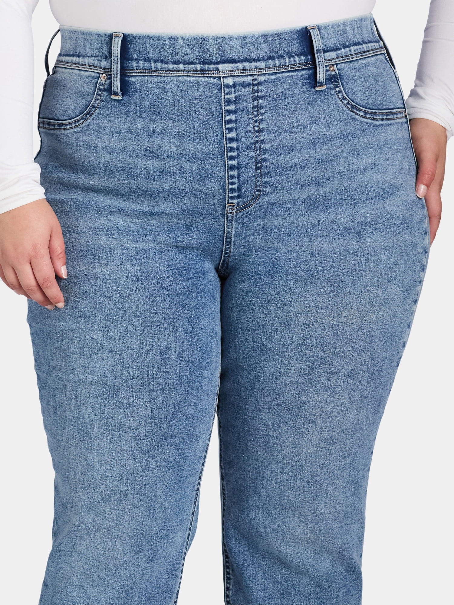 Terra & Sky Women’s Plus Straight Leg Jeggings, 29” Inseam, Sizes 0X-4X