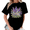 7-Black, variant on Giffimy Women Watercolor Purple Lavender Hummingbird Botanical Floral Crew Neck Daily Casual Short Sleeve S-5XL Black Tops