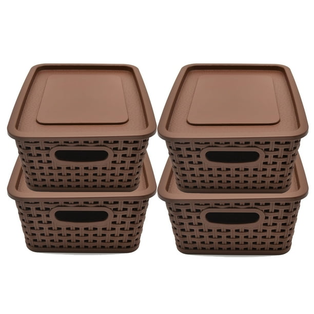 Set de 4 cajas Organizadoras IPP rattan Plástico café