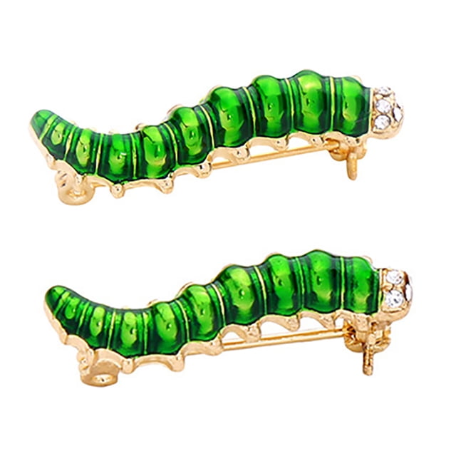 2PCS Womens Brooch Creative Rhinestone Caterpillar Corsage Brooch Clothes Brooch
