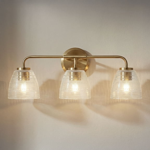Possini Euro Design Possini Euro Sabrina 22" Wide Satin Brass and Glass 3-Light Bath Light