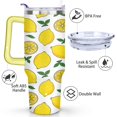 thumbnail image 3 of Tumbler with Handle and Straws 40 oz Insulated Lemon Travel Coffee Mug Birthday Present for Women Girls Daughter Mom Gifts for Him/Her Water Bottle, 3 of 7