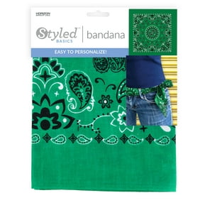 Styled Basics Green Paisley Bandana, 100% Cotton, 22" x 22"