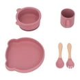 thumbnail image 4 of Ensemble, Assiette en Silicone Souple Bol Tasse Fourchette Cuillère, pour Sevrage Forme d'Ours Mignon, 4 of 8