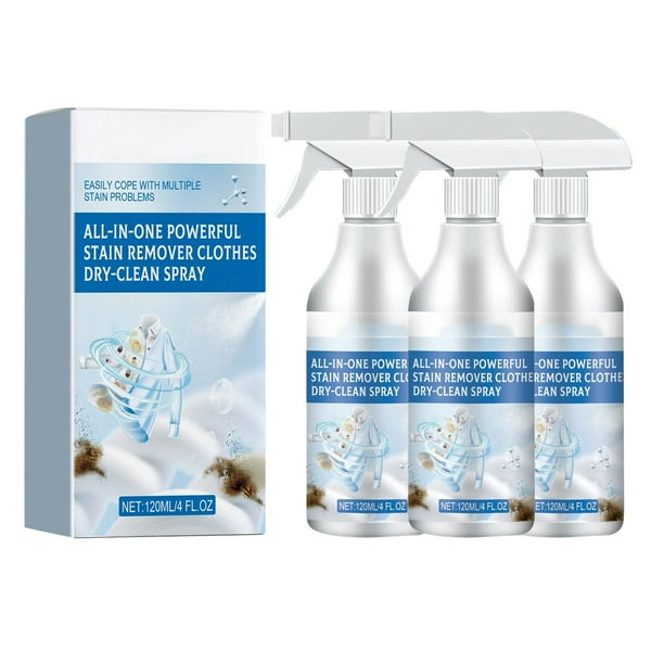 Potente spray para limpieza en seco para limpiar la ropa, fórmula suave para el cuidado de las telas, quitamanchas ecológico con fácil aplicación para limpieza del hogar, 120 ml