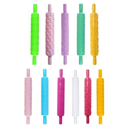 

RnemiTe-amo Deals！Kitchen Supplies Kitchen UtensilsPortable Embossed Rolling Pin Heart Pattern Fondant Cake Decor Tool Handy