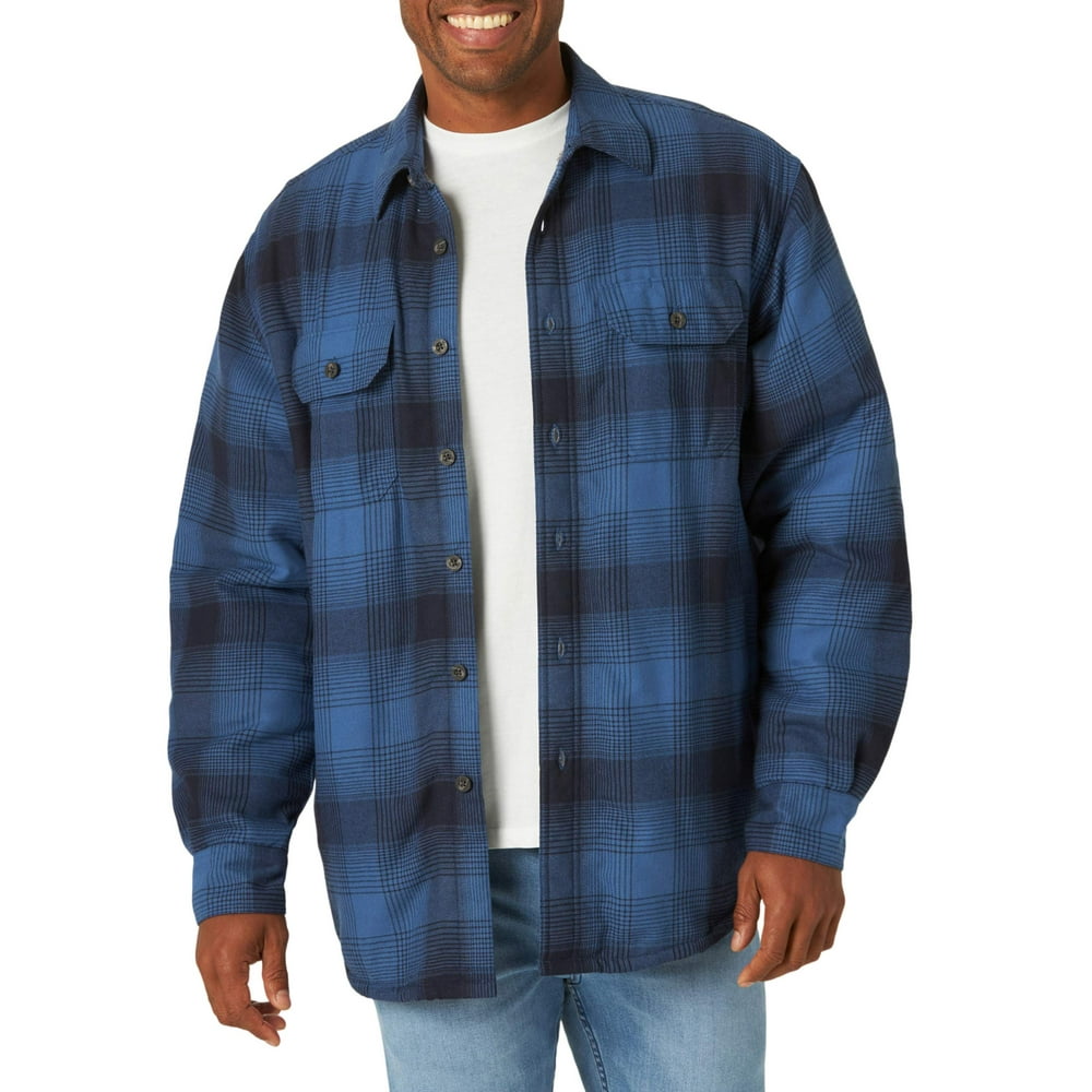 Wrangler - Wrangler Men's Sherpa Lined Flannel Heavyweight Shirt Jacket ...
