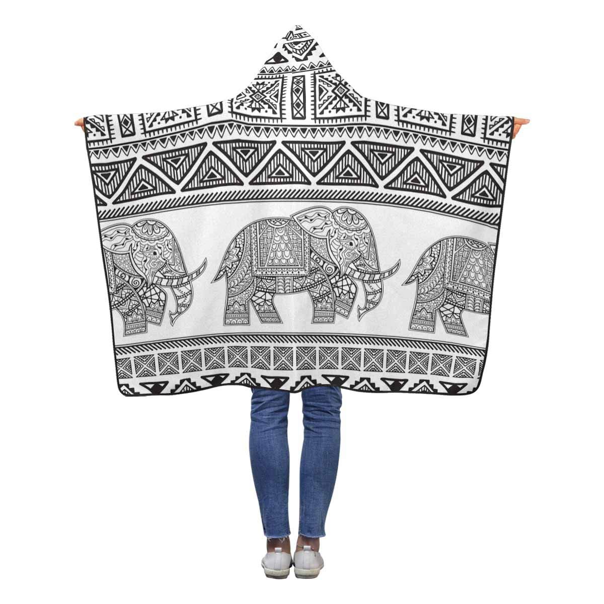 ASHLEIGH Ethnic Elephant Hooded Throw Blanket 40x50 inches Toddler Kid Baby Boys Girls Wearable