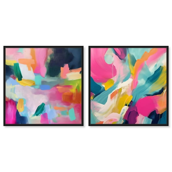 Prismatic Reviere Set Canvas Set of 2 Dopamine Decor Art by Art Remedy, Black Frame, 12 x 12