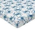 thumbnail image 4 of Ambesonne Coastal Fitted Sheet, Crab Illustration Seashore, Twin Size, Soft Blue Sea Blue White, 4 of 5