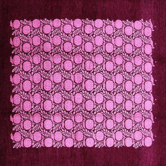 Ahgly Company Indoor Square Oriental Pink Industrial Area Rugs, 8' Square